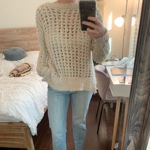 Cream, knitted, cozy sweater.